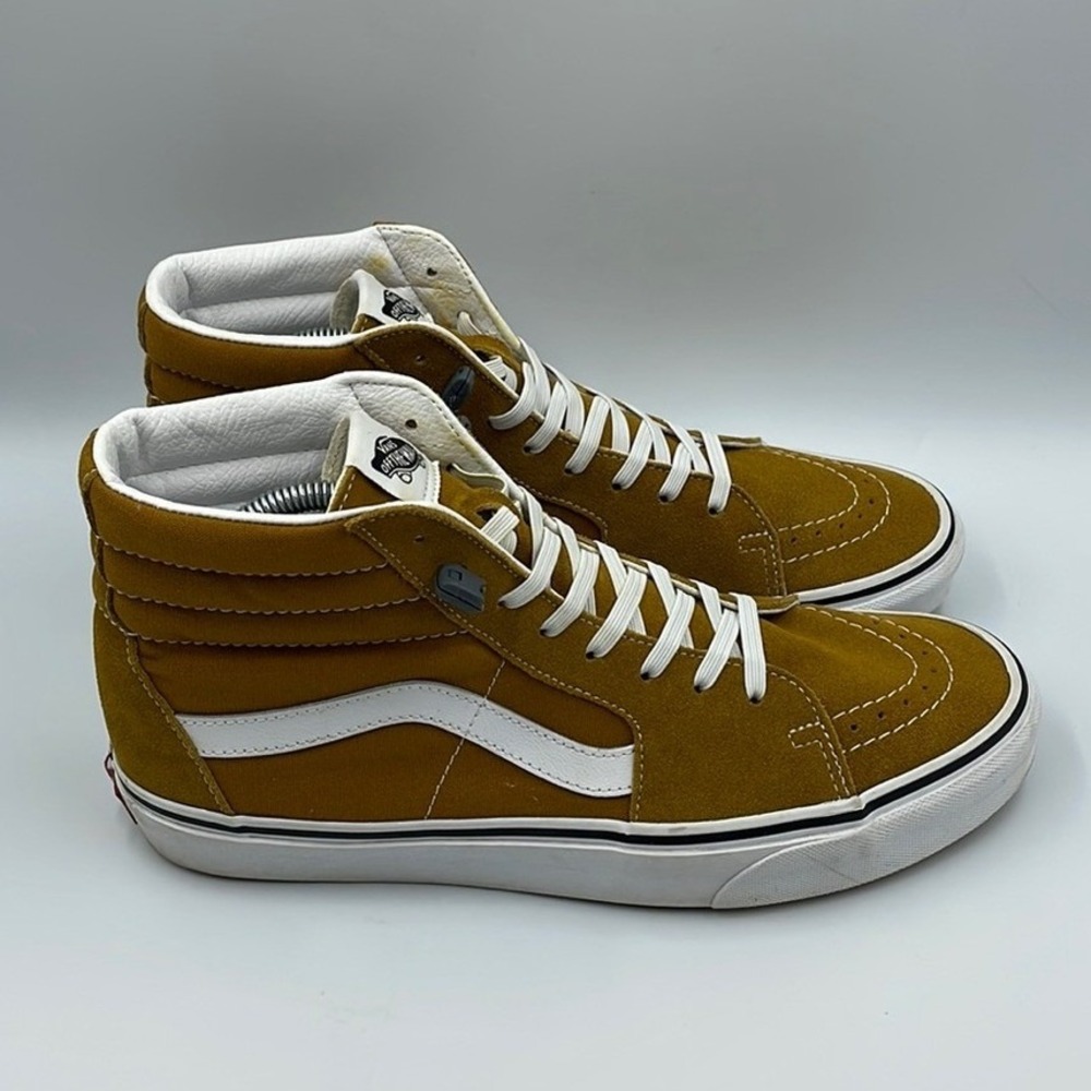 Vans Sk8-Hi Brown White Suede High Top Skate Shoes Men's Sz 9.5 Women's Sz 11